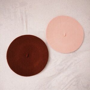 Elegant Pink and Burgundy Beret Set